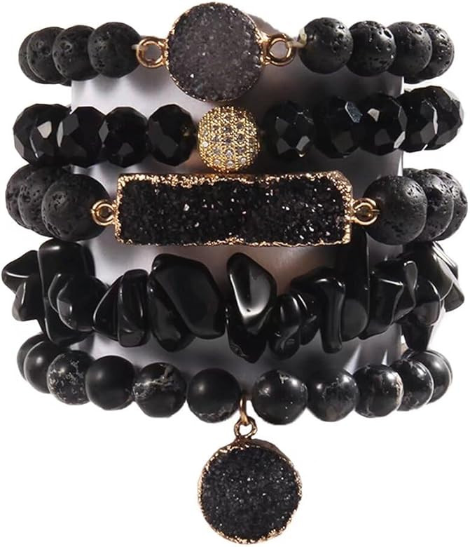 5PCS 6PCS Natural Boho Beaded Bracelets/Bangle for Women Men,Healing Turquoise Jasper Agate Cryst... | Amazon (US)