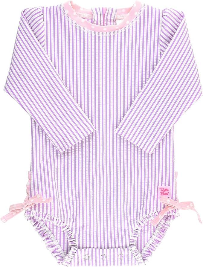 RuffleButts® Baby/Toddler Girls Long Sleeve One Piece Swimsuit with UPF 50+ Sun Protection | Amazon (US)