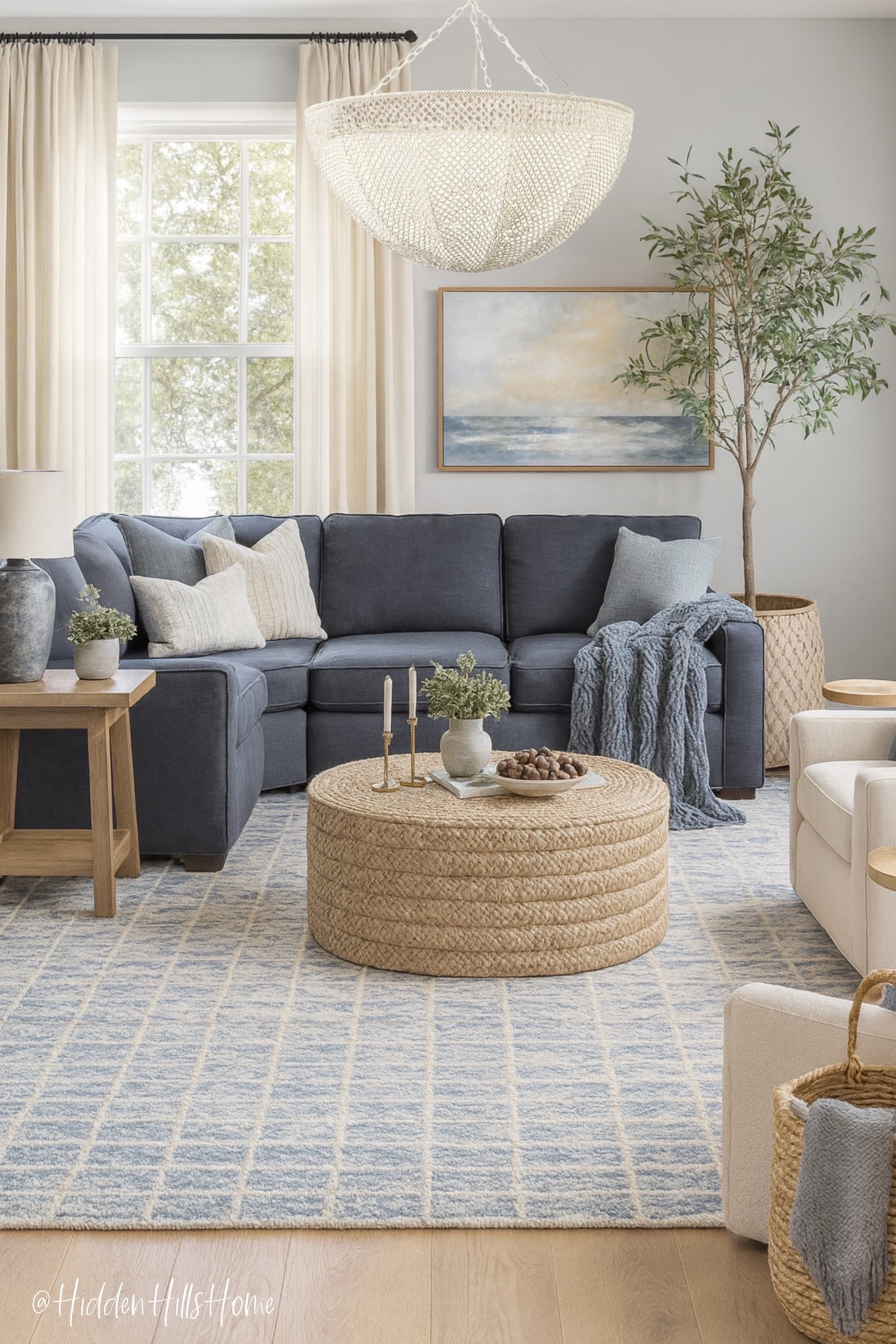 Living room decor ideas, sectional sofa, living room design, family room mood board, blue sofa, coffee table #livingroom

#LTKHome #LTKSaleAlert #LTKSeasonal