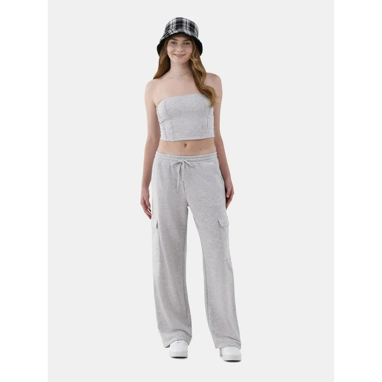 No Boundaries Tube Top and Sweatpants Set, 2 Piece, Women’s and Women's Plus | Walmart (US)