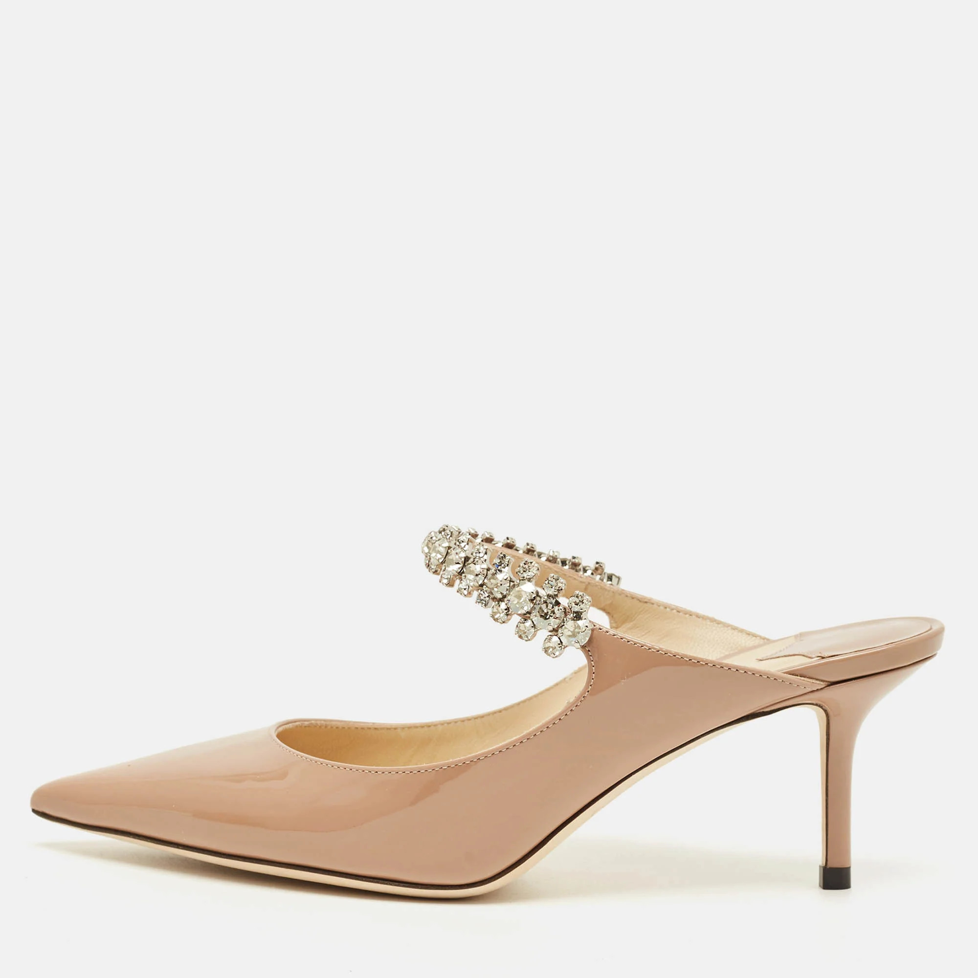 Jimmy Choo Dusty Pink Patent Leather Bing Mules | Shop Simon