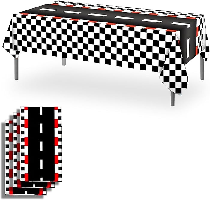 OQOQ Checkered Racing Track Tablecloth(3 Pack,Black White Checkered) - 54x108 Inches Cars Birthda... | Amazon (US)