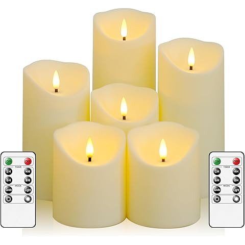Outdoor Indoor Flameless Candles, Patented 3D Dual-LED, Set of 6 Slanted Top Durable Plastic Pill... | Amazon (US)