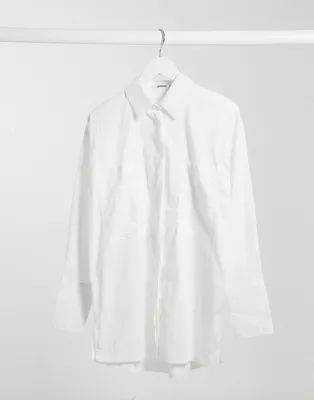 Missguided oversized poplin shirt in white | ASOS (Global)