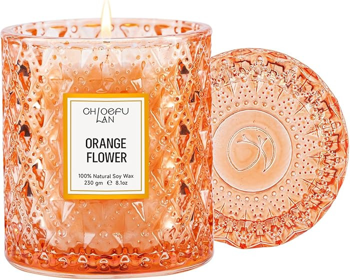 Chloefu LAN Orange Blossom Candle, Natural Soy Scented Candles for Stress Relief, Holiday Candle ... | Amazon (US)