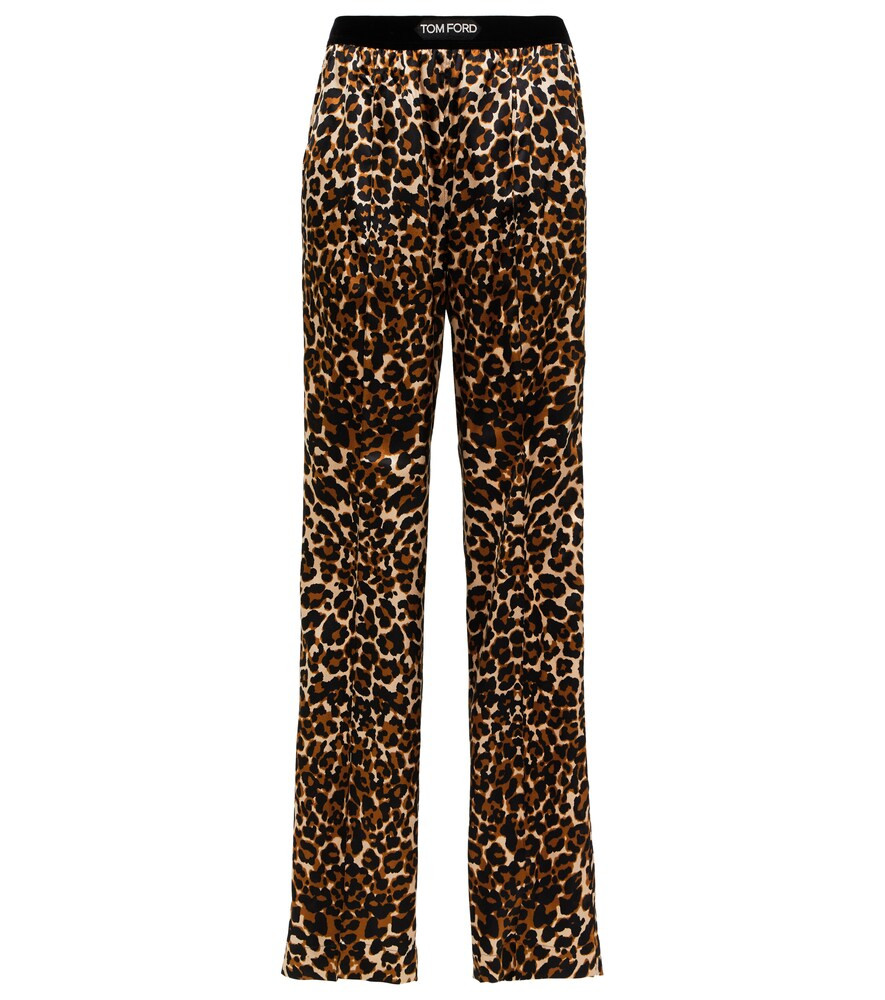 Leopard-print silk-blend straight pants | Mytheresa (US/CA)