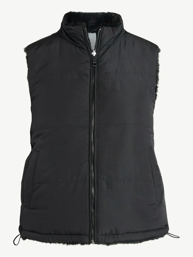 Time and Tru Women's and Women's Plus Faux Fur Reversible Vest, Sizes XS-2X | Walmart (US)