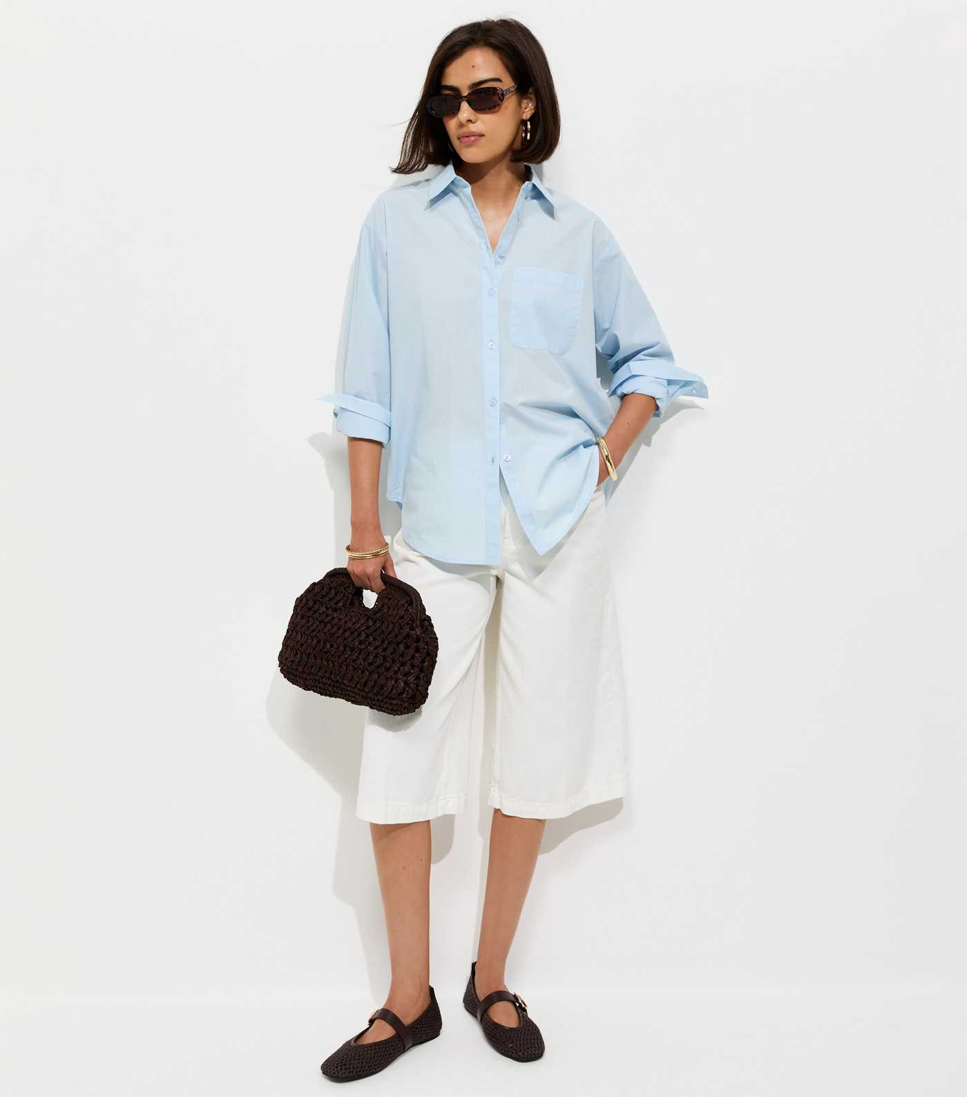 Blue Cotton Poplin Long Sleeve Shirt | New Look | New Look (UK)