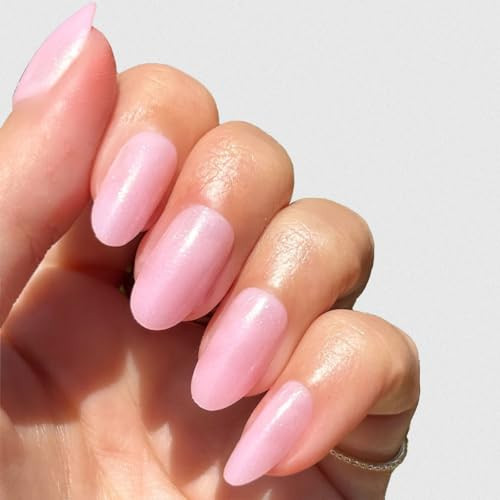 Olive & June Instant Mani Press-On Nails | Valentine's Day | (Glue) Medium, Oval 42 Fake Nails, 21 Sizes | Non-Toxic, Long-Lasting Recycled Materials Realistic Look | Salon-Quality | Iridescent Pink | Amazon (US)