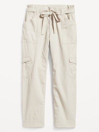 High-Waisted Tie-Belt Cargo Straight Workwear Ankle Pants for Women | Old Navy (US)