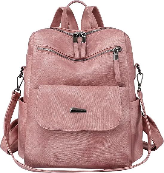 WYFJNX Leather Backpack Purse for Women Fashion Designer Ladies Shoulder Bags Travel Backpack Pin... | Amazon (US)