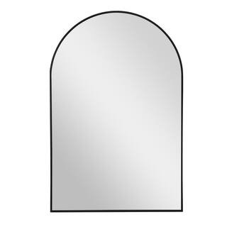 Leyburn 24 in. W x 36 in. H Modern Arched Black Framed Classic Accent Mirror | The Home Depot