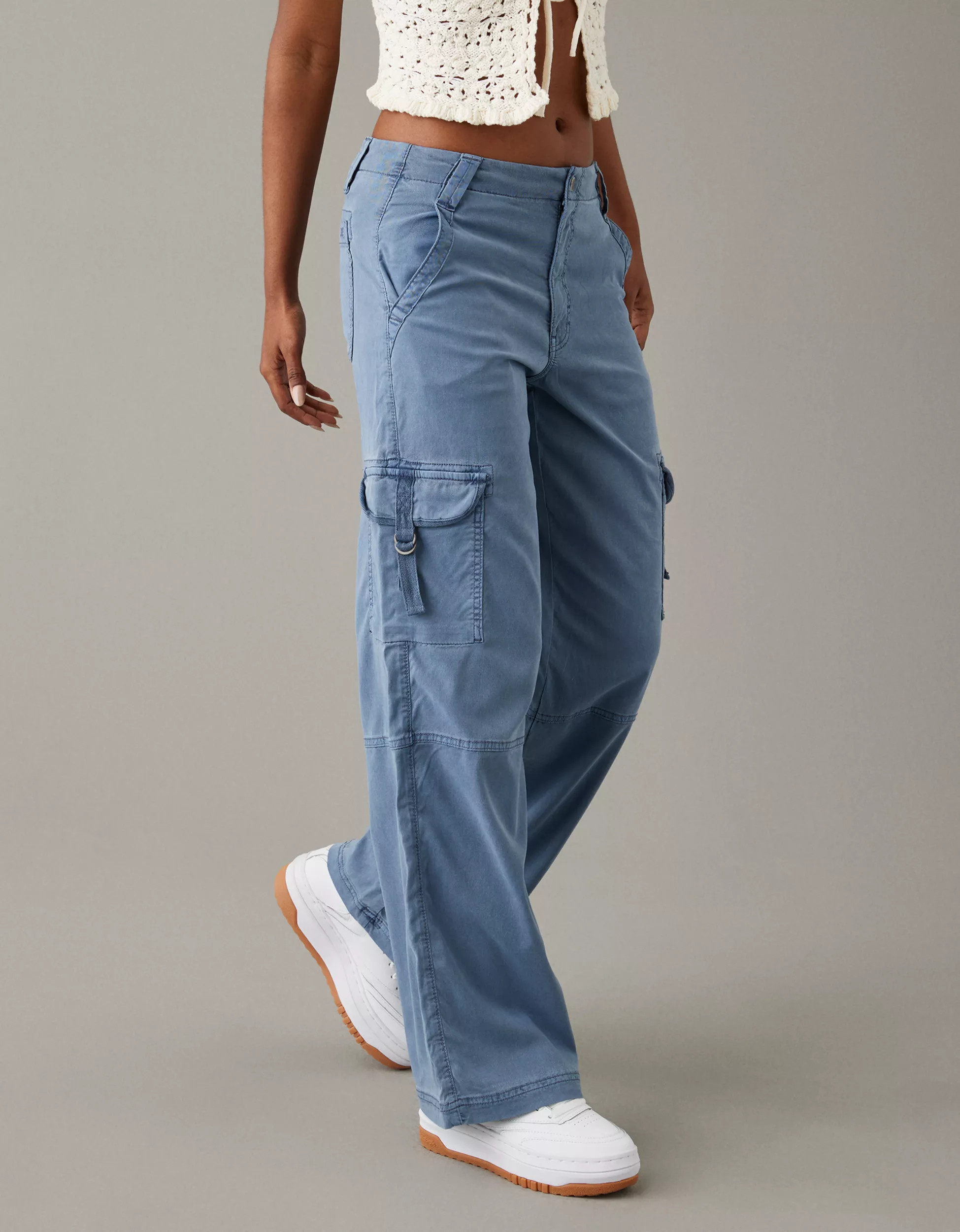 AE Dreamy Drape Stretch Super High-Waisted Cargo Baggy Wide-Leg Pant | American Eagle Outfitters (US & CA)