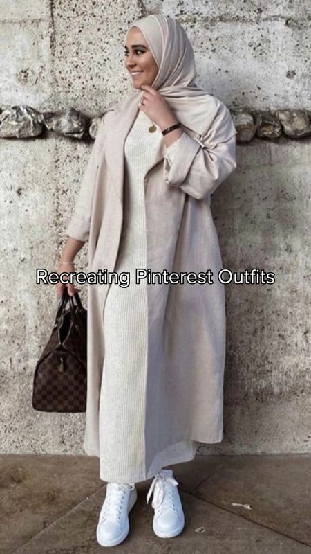 Recreating this pinterest outfit with a knitted dress, trench coat, white trainers, gold necklace and brown check bag and hijab

Hijab is Haute Hijab
Necklace is Nominal

#LTKstyletip