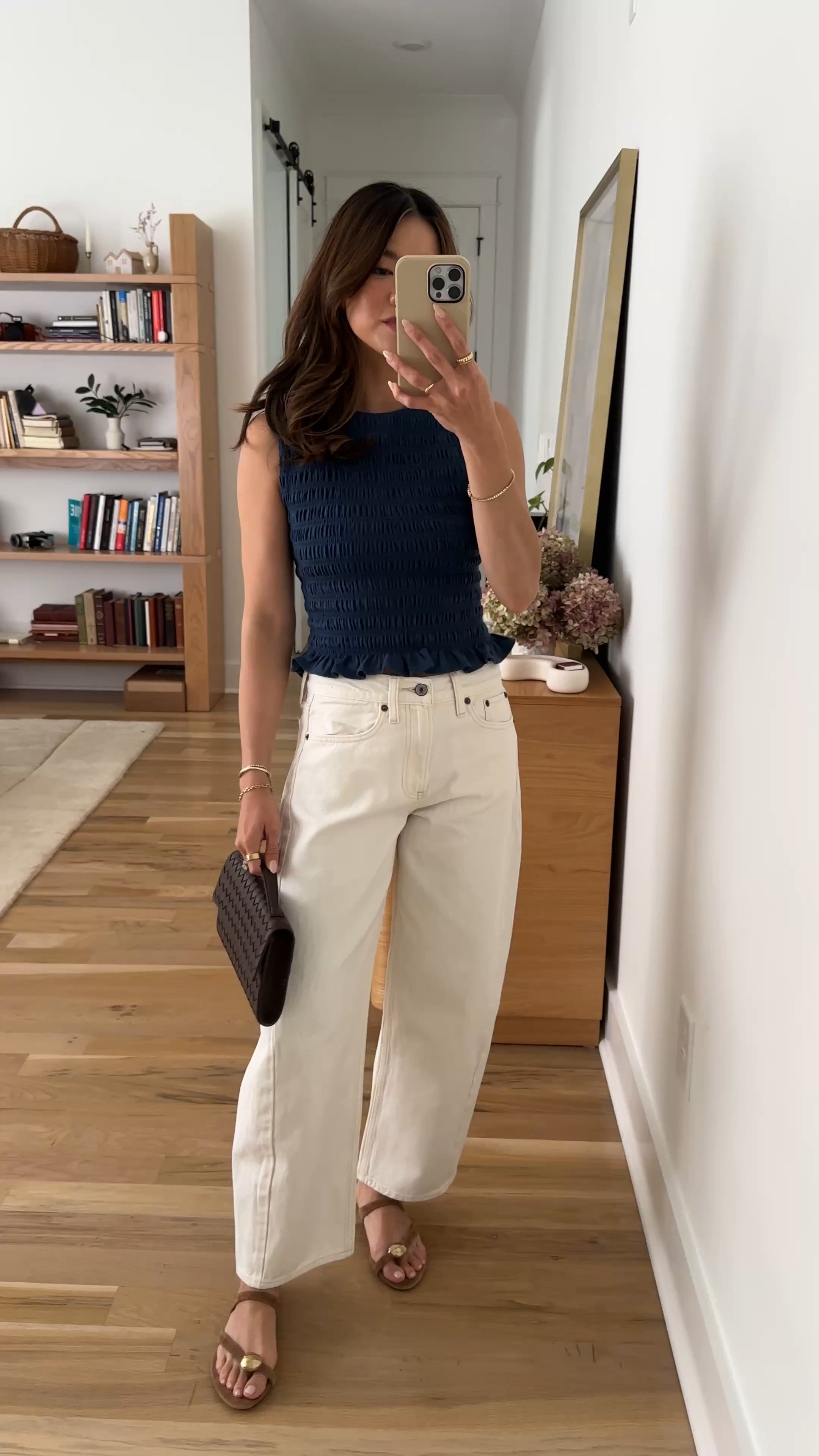 Sizing info: 
•Top size XS
•Jeans size 24 short in the color Ecru 

petite fashion, get dressed with me, outfit inspiration, ootd, nashville outfit, Nashville influencer, petite style, vacation style, casual outfits, mom style, petite pants, spring outfits, spring outfit info, spring pants, spring outfit idea, spring top, spring bag, spring blouse, spring shoes, spring jeans, white jeans, barrel jeans 
@abercrombie 
 

#LTKPetite #LTKSeasonal #LTKootd