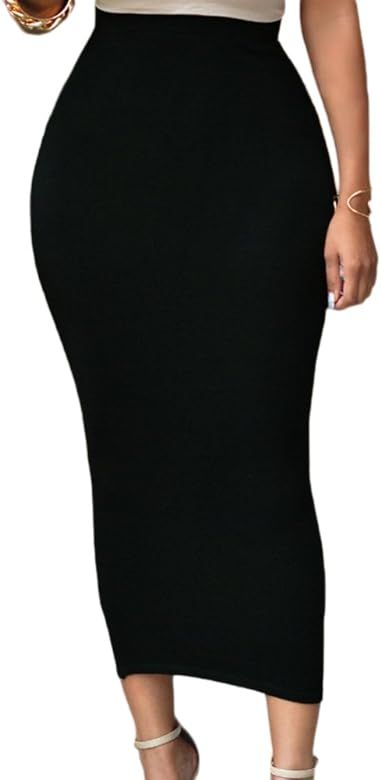 Lrady Women's High Waist Slim Bodycon Party Club Night Out Maxi Long Pencil Skirts | Amazon (US)