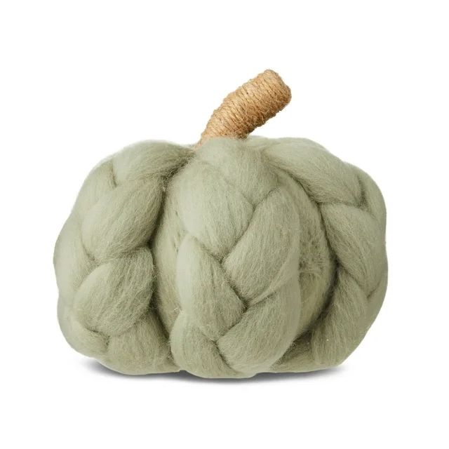 Harvest Sage Green Wool Braided Pumpkin Tabletop Decoration, 5.5 in, by Way To Celebrate - Walmar... | Walmart (US)