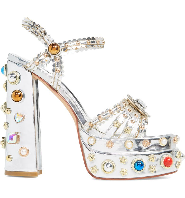 LOLA-NEW SILVER PLATFORM SANDAL | Azalea Wang