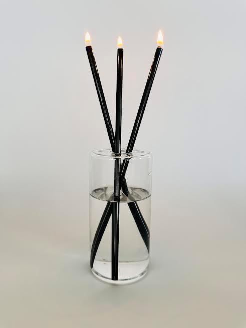 Metal Candle Stick in a Glass Vase with Clean Burning, Nontoxic, Unscented, Smokeless Oil I Refil... | Amazon (US)