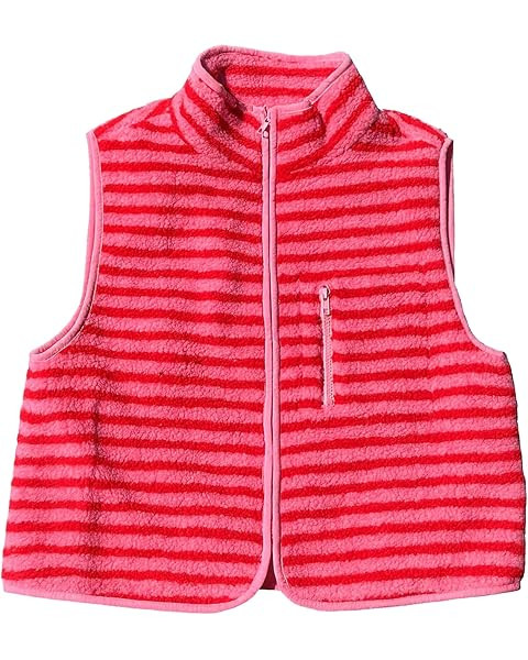 HGps8w Women's Cropped Fuzzy Sherpa Vest Sleeveless Warm Winter Fleece Coats Casual Striped Stand... | Amazon (US)