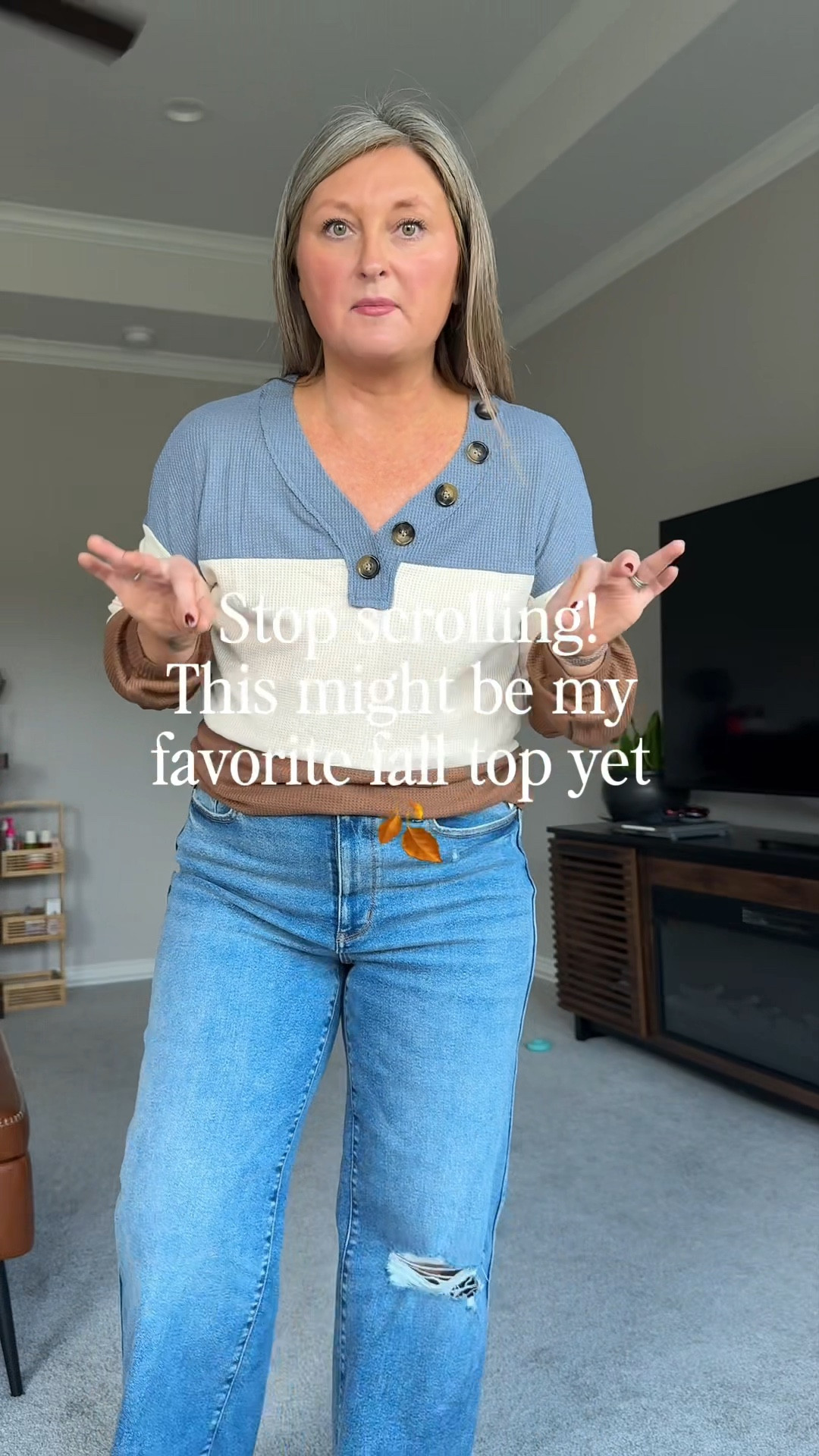 I’m obsessed with this fall-perfect top 😍 From the cozy waffle knit to the color blocking and button v-neck detail—everything about this screams autumn vibes. True to size, flattering, and so easy to style with jeans or leggings. Trust me, you’ll be living in this all season long. 🍁 #FallOutfitIdeas #ColorBlockTop #MidSizeStyleInspo #FallWardrobeEssentials 

#LTKStyleTip #LTKMidsize #LTKautumn