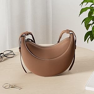 Faux Leather Saddle Bag for Women Shoulder Bag Crescent Purse Trendy Crossbody Purse Hobo Handbag | Amazon (US)