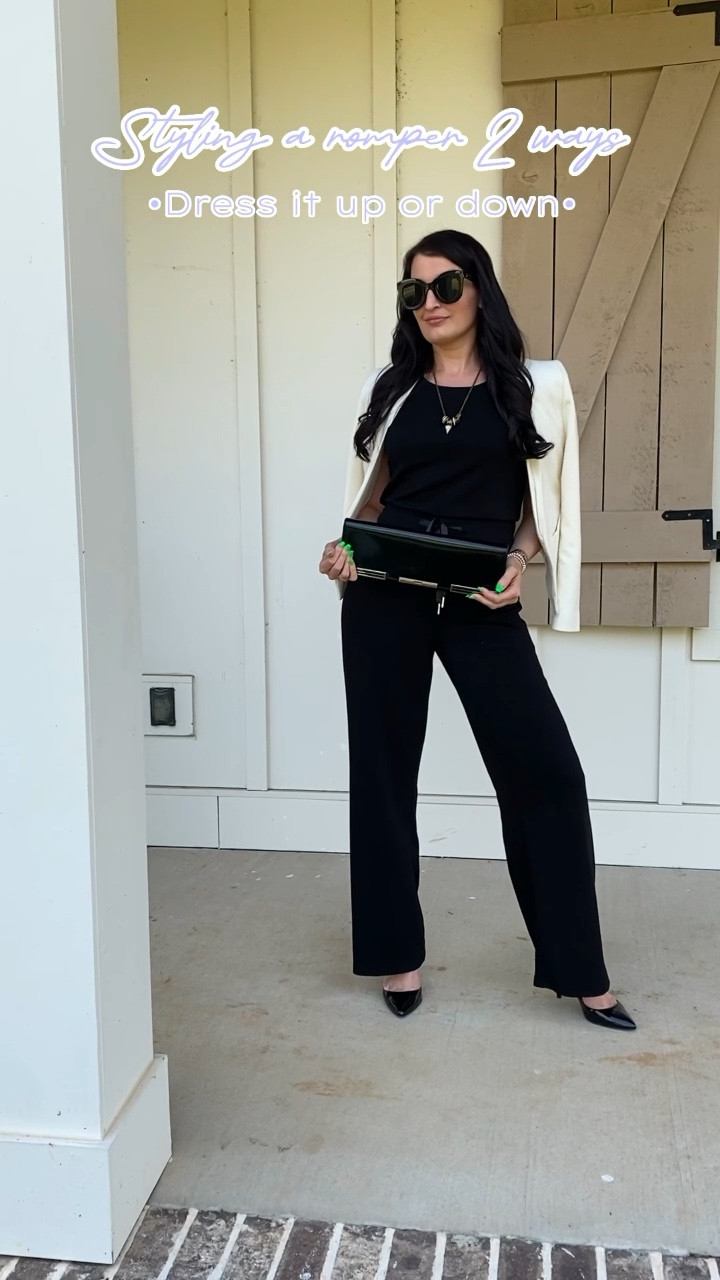 {Black romper} ~ {Evening out}

•Black heels or pointed closed toe flats 
•A cropped blazer 
•Clutch 
•Statement necklace
👛
.
{Black romper} ~ {Cozy Casual}

•Favorite Nikes or high top converse 
•Denim jacket 
•Baseball cap or ponytail 
•Favorite handbag or crossbody 
🎀

Save this post the next time you feel like you have nothing to wear. To shop this look, head to the shopltk app and follow me under @thewittyhousewife or head to my stories or ‘shop my look’ tab. Happy Summer. 💛🌼✨


#LTKFind #LTKstyletip #LTKtravel