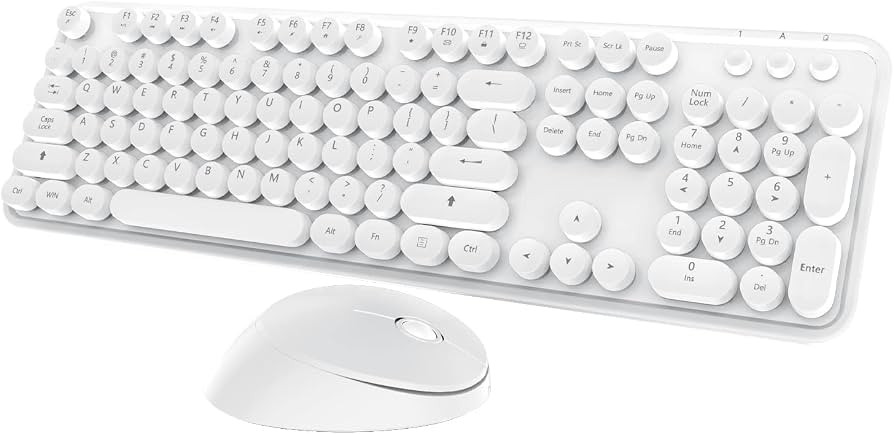 Wireless Keyboard Mouse Combo,104 Keys Cute Colorful Typewriter White | Amazon (US)