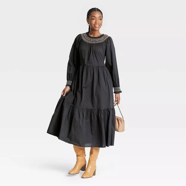 Women's Balloon Long Sleeve Tiered Dress - Universal Thread™ | Target
