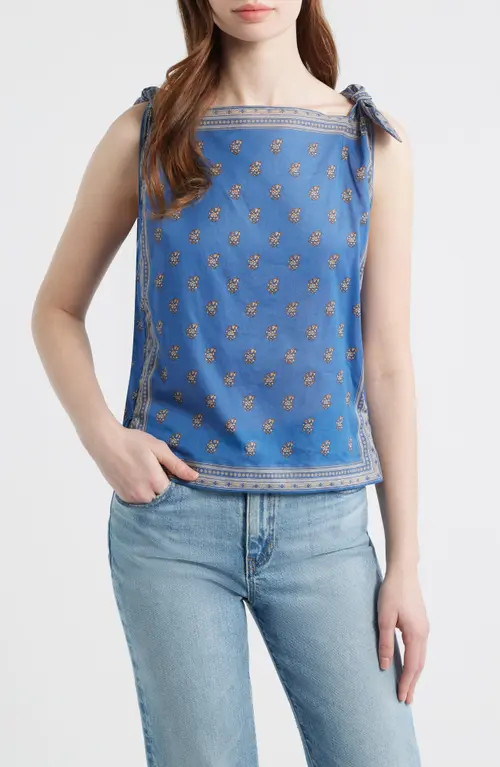 DÔEN Amalia Print Tie Shoulder Sleeveless Top in Eartha Paisley at Nordstrom, Size Medium | Nordstrom