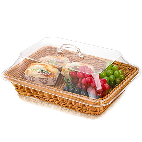 DEAYOU Bread Basket with Lid, Tabletop Food Serving Basket, Fruit Basket for Vegetable, Restaurant, Display, Kitchen, Party, Rectangle | Amazon (UK)