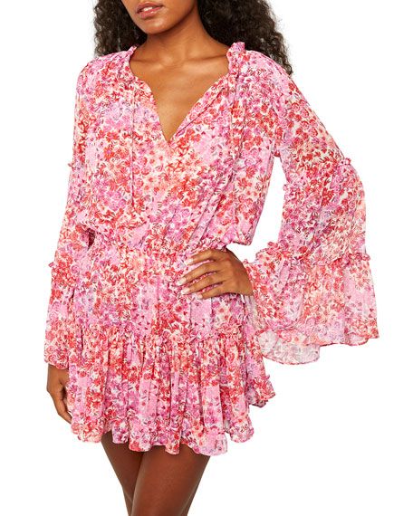 MISA Los Angeles Leeva Floral Mini Dress | Neiman Marcus