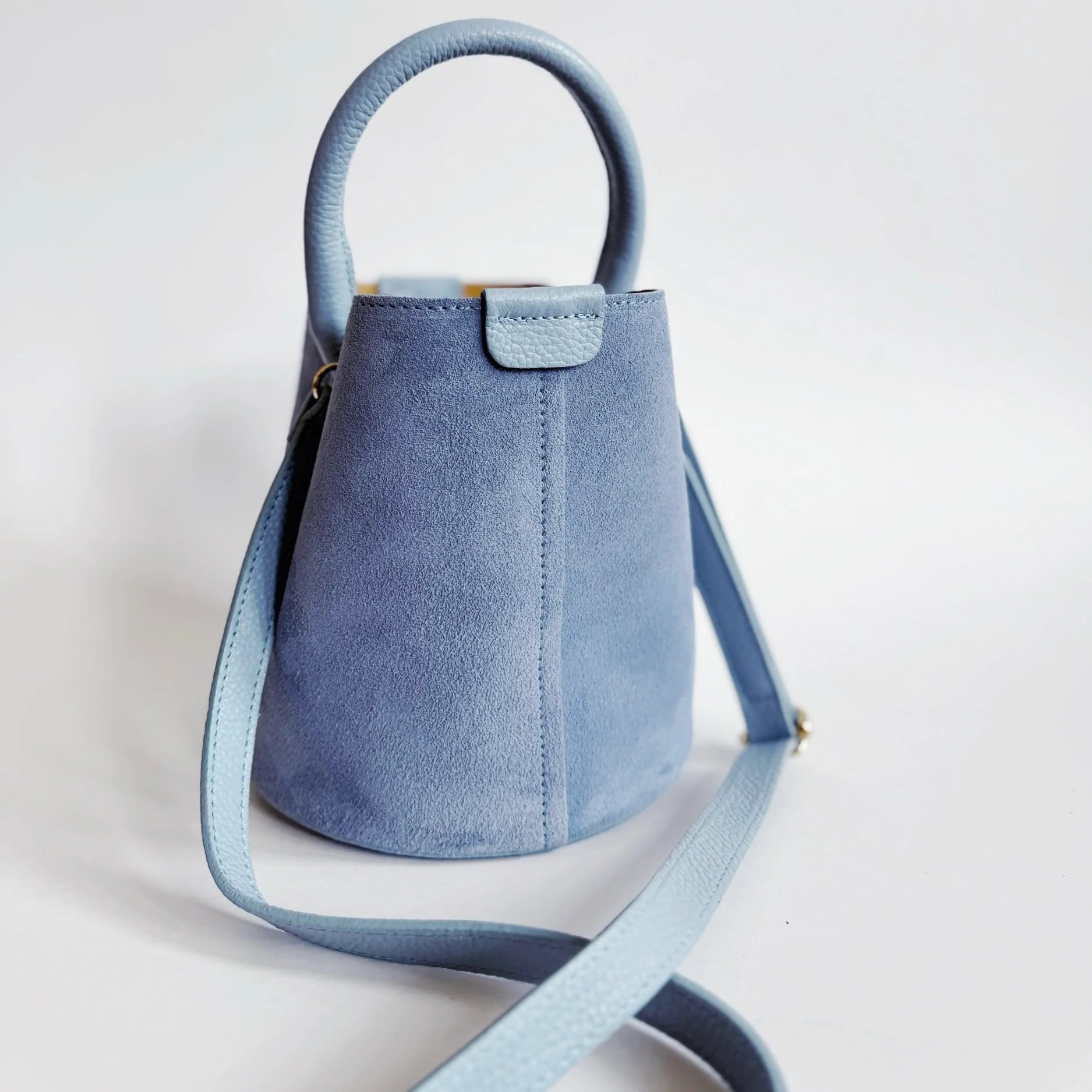 Light Blue Sueded City Bag | Colores Collective