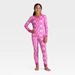Girls' 2pc Barbie Holiday Snuggly Soft Pajama Set - Pink | Target