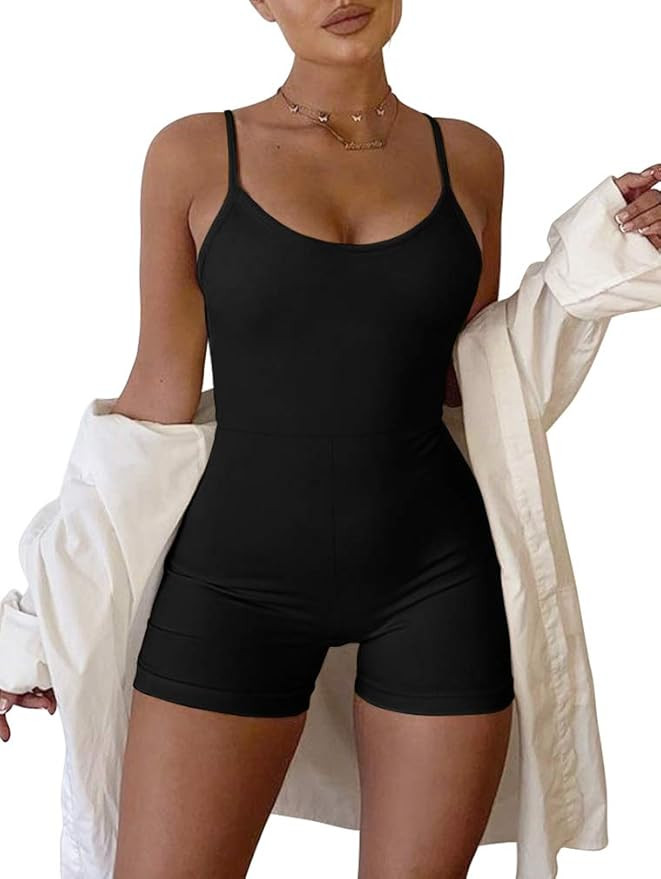 GOKATOSAU Women's Sexy Bodycon Casual Spaghetti Strap Party Rompers Short Jumpsuit | Amazon (US)