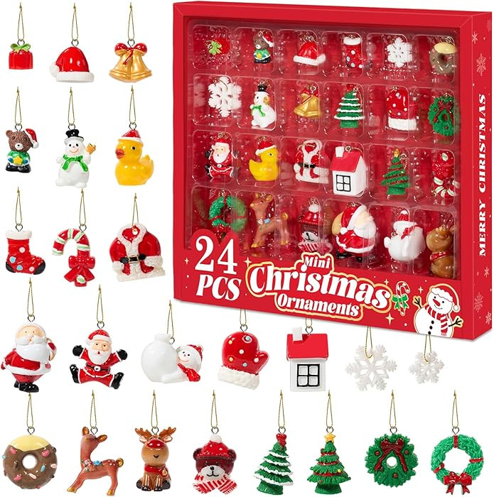 Mini Christmas Ornaments, Sooez Set of 24 Cute Miniature Resin Christmas Tree Ornament Figures Ad... | Amazon (US)