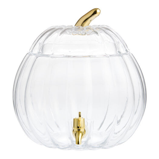 Clear Glass and Gold Pumpkin Shaped Drink Dispenser by World Market | World Market