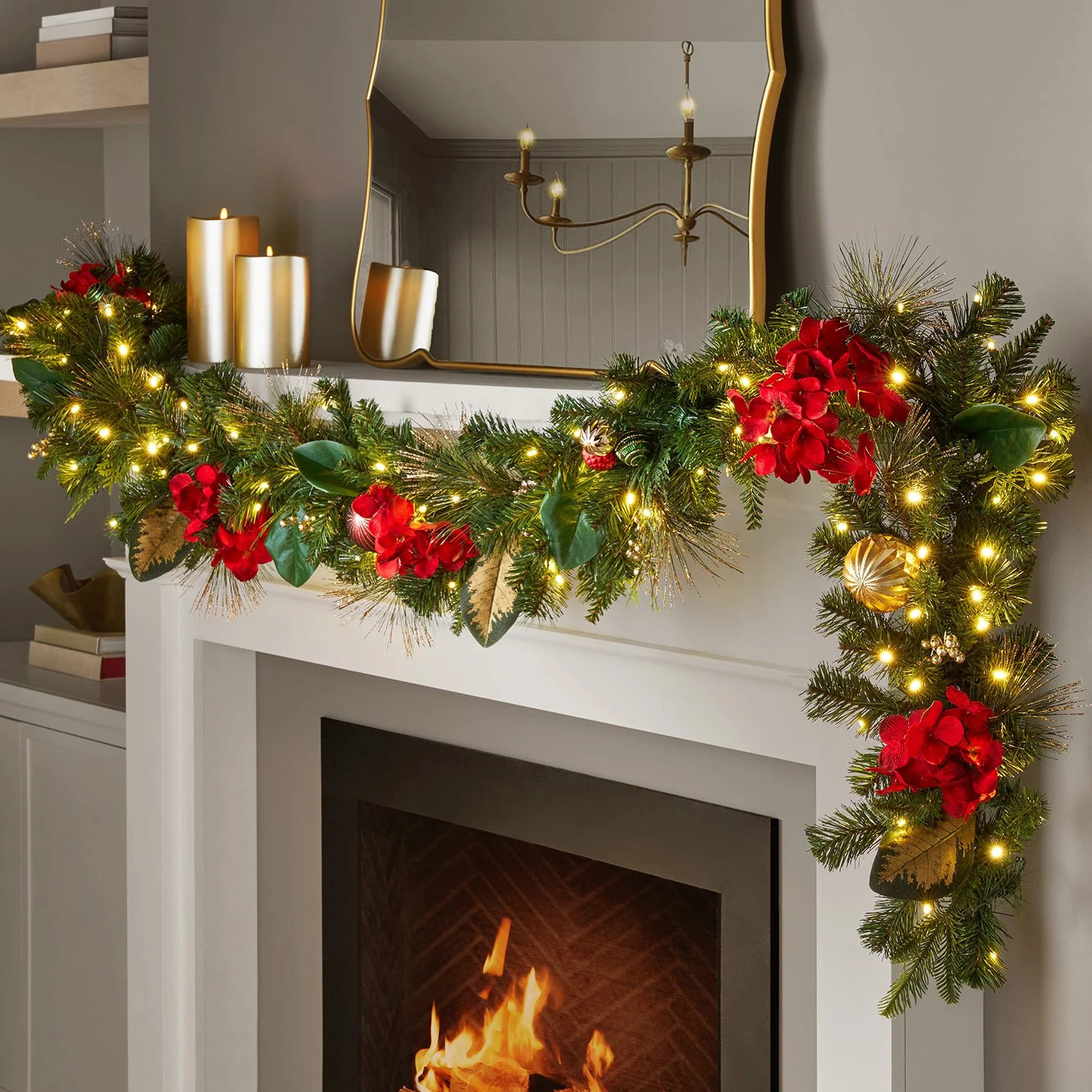 Member's Mark 9' Red Pre-Lit Decorated Garland | Sam's Club