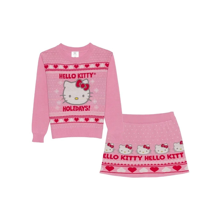 Hello Kitty Long Sleeve Sweater & Skirt Set, 2 Piece Set, Sizes 4/5-14/16 - Walmart.com | Walmart (US)