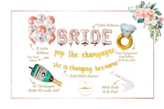 Bridal Shower Decorations Kit Bachelorette Party Foil | Etsy | Etsy (US)