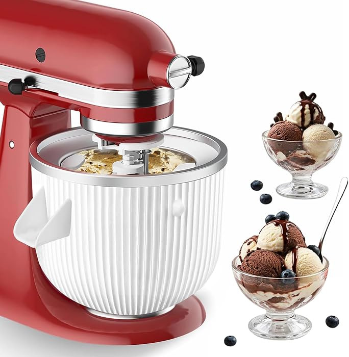 Ice Cream Maker Attachment for KitchenAid, Fits KitchenAid 4.5/5QT & 6QT Mixers, Frozen Ice Cream... | Amazon (US)