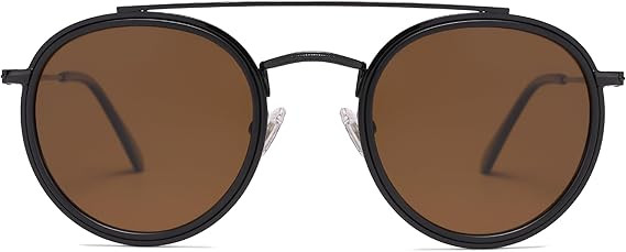SOJOS Retro Vintage Round Polarized Sunglasses for Women Men Small Double Bridge Circle Sunnies S... | Amazon (US)