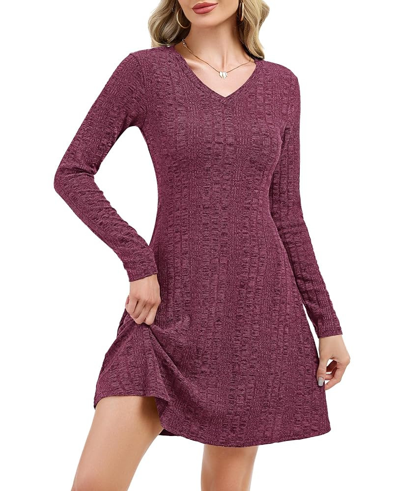 MOLERANI Women Long Sleeve Dress Fall V Neck Casual Dresses 2025 - Sweater Dress Knit A Line Flow... | Amazon (US)