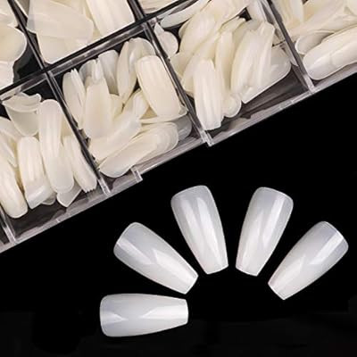 Natural Coffin Fake Nails - ECBASKET 500pcs Ballerina Acrylic Nails Full Cover Ballet Shape Artif... | Amazon (US)