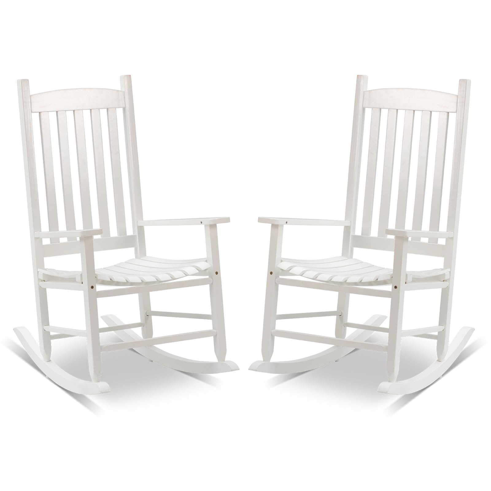 Outdoor Rocking Chairs Set of 2, Patio Wooden Rocker with High Back and Handrail Comfortable and ... | Amazon (US)