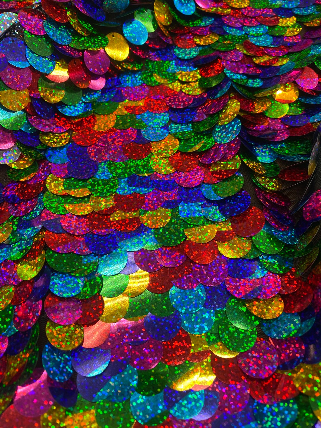 Shiny Rainbow Paillette Sequin Fabric – 20mm Iridescent Disc Sequins by the Yard for Costumes, ... | Etsy (US)
