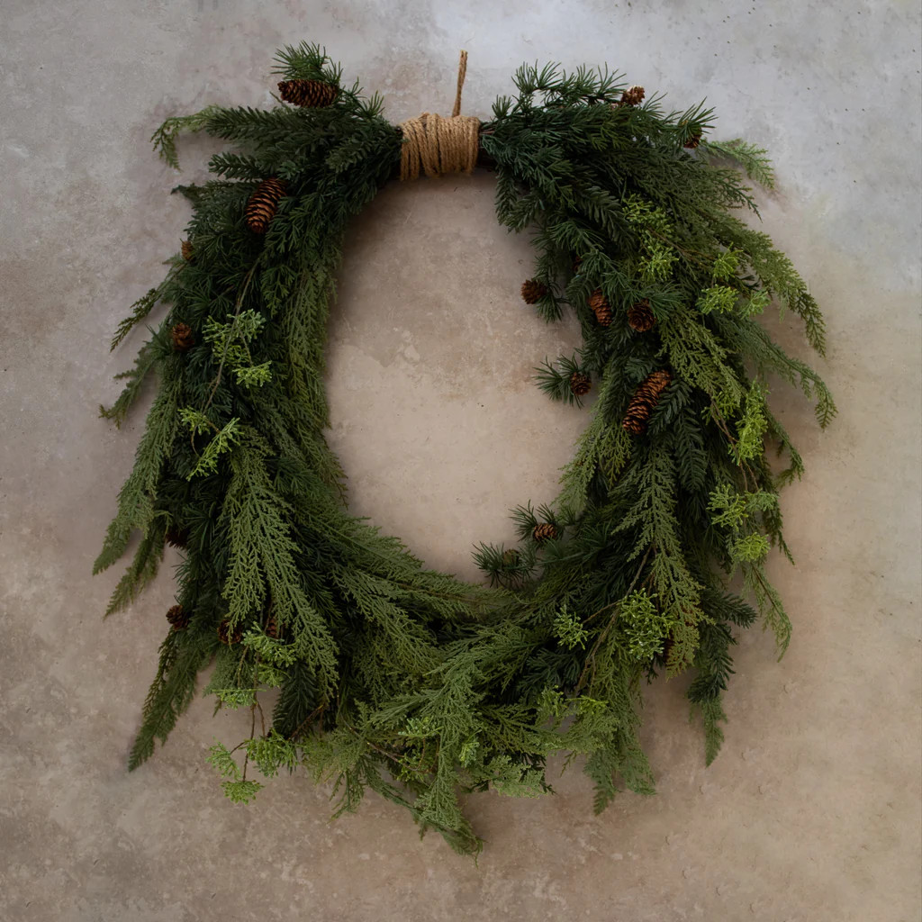 Cedar & Pine Wreath with Jute Hanger | Monika Hibbs Home