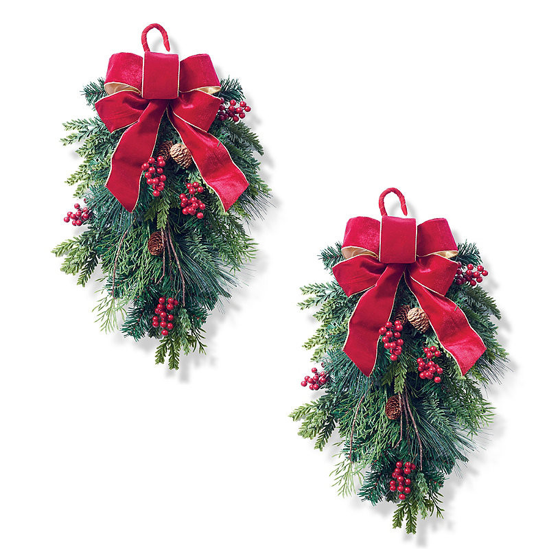Set of 2 Christmas Cheer Chairback Swag - Frontgate | Frontgate