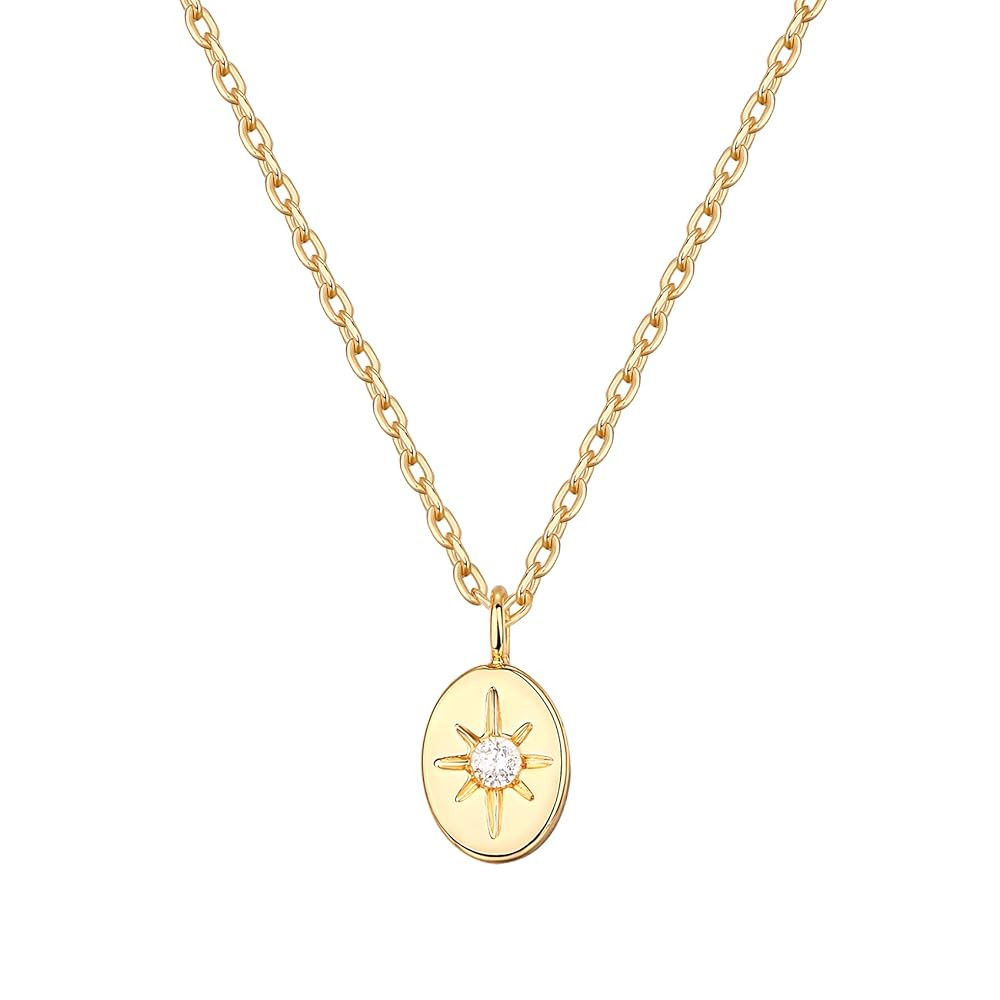 PAVOI 14K Gold Plated Engraved Coin Pendant Necklaces for Women | Byzantine Coin Pendants | Bohem... | Amazon (US)