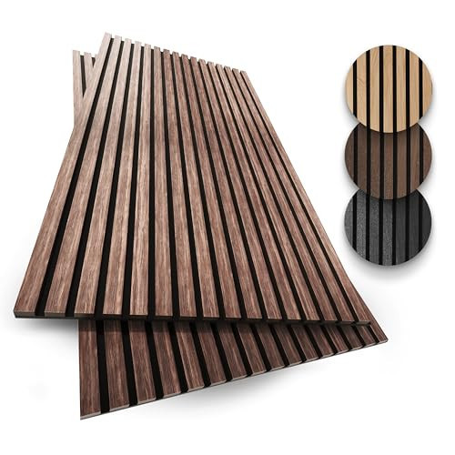 2-Pack Wood Panels for Wall - Acoustic Wood Slat Wall Panels, Soundproof Wooden Paneling for Interior Decor | Amazon (US)